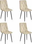 Krzesło do jadalni Valora TYRA w kolorze jasnobeżowym, z aksamitnymi, czarnymi nogami x4
