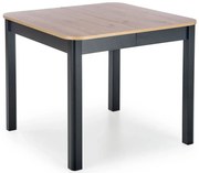 Rozkładany stół kwadratowy dąb artisan + czarny H8-M73