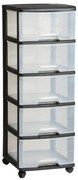 Czarno-transparentny plastikowy regał na kółkach 37x100 cm – Curver