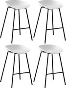 Zestaw 4 krzeseł barowych - polipropylen - biały - BONITA