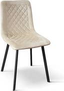 Zestaw 4 krzeseł z beżowym aksamitem i antracytowymi metalowymi nogami - NOHO