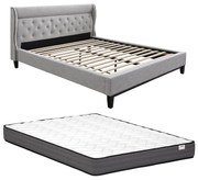 Łóżko 160 x 200 cm - Szary + Materac - MARSDENIO