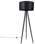 Lampa podłogowa trójnóg czarna z kloszem czarnym 50 cm - Tripod Classic Nowoczesny Oswietlenie wewnetrzne