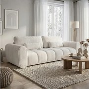Sofa SOUTH 254x103 cm rozkładana z funkcją spania, w tkaninie GERRA 5 białej