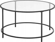 Stolik kawowy Valora okrągły szklany stal czarna rama salon wypoczynek