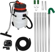 Odkurzacz na mokro i sucho 90 l, drążki do odkurzania rynien, wąż 5 m i kamera