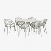 Zestaw Okrągłego Stołu Ø125 Cm Z Aluminium Valerie I 6 Krzeseł Ogrodowych Ores Awokado - Sklum