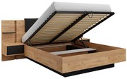 Łóżko ze skrzynią i szafkami nocnymi 160 x 200 cm - Z oświetleniem LED - Kolory: Naturalny i antracytowy - ELYNIA