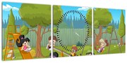 Obraz - Dzieci na placu zabaw (z zegarem) (90x30 cm)