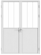 Drzwi kompletne 2-skrzydłowe dwustronne z aluminium i szkła hartowanego w stylu industrialnym - 2 x wys. 204 x szer. 73 cm - Biały - ERMELO