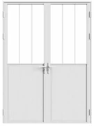 Drzwi kompletne 2-skrzydłowe dwustronne z aluminium i szkła hartowanego w stylu industrialnym - 2 x wys. 204 x szer. 73 cm - Biały - ERMELO