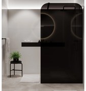 Ścianka prysznicowa WALK IN FIX czarna 8 mm MOLIS Black Square MASSI | różne rozmiary : Kolor profili kabiny - złoty szczotkowany, Szerokość ścianki - 70 cm, Typ montażu - WALK in FIX (Do ściany)