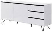 Komoda z 2 zamykanymi schowkami i 3 szufladami z MDF i stali - Biały i Czarny - ABUJA marki Pascal Morabito