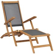 Leżak ogrodowy z podnóżkiem czarny P6-M76