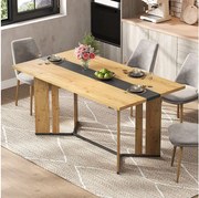 Drewniany stół jadalny w stylu skandynawskim - 150 x 80 x 75 cm - usłojenie dębu - płyta MDF - naturalny