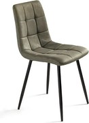 Komplet 4 nowoczesnych krzeseł w kolorze oliwkowym "Siviglia" z metalową ramą malowaną na kolor miękki w dotyku, z efektem eko-skóry