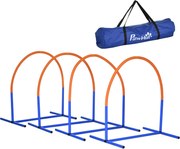 PawHut Zestaw Agility dla Psów 4 Łuki Niebieski Pomarańczowy z Torbą dla Początkujących 88x64x95cm | Aosom PL
