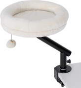 PawHut łóżko biurkowe dla kota, legowisko na biurko z obrotem 360°, regulowana wysokość, odpinane i nadające się do prania w pralce, dla kotów do 6 kg, do domowego biura, kremowo-białe