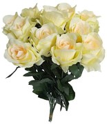Bukiet róż kremowych z zielonymi brzegami, 12sztuk, wysokość 65 cm