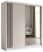 Szafa biała 200 cm przesuwna z lustrem na ubrania NELI