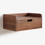 Prostokątny Wiszący Stolik Nocny 45x30 Cm Z Drewna Akacjowego Narbona Ciemny Akacjowy Brąz - Sklum