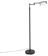 Designerska lampa podłogowa czarna, w tym LED ze ściemniaczem dotykowym - Notia Nowoczesny Oswietlenie wewnetrzne