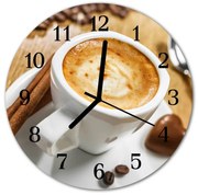 Zegar szklany okrągły Kawa