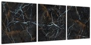 Obraz - Czarny marmur (z zegarem) (90x30 cm)