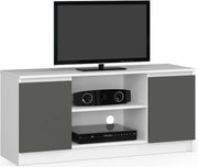 Szafka RTV AKORD Biała 120 cm 2 drzwi kolor Grafit Szary mat 2 półki 120x40x55 cm