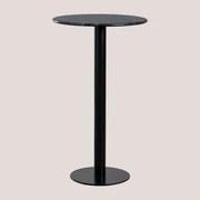 Wysoki, Okrągły Stolik Barowy Ø60 Cm Z Marmuru Rocher Zielony Marmur Big Flower & Czarny - Sklum