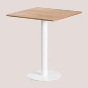 Kwadratowy Stolik Barowy Z Forniru Jesionowego Frappe ↔︎ 60 Cm & Biały - Sklum