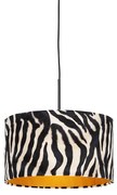 Nowoczesna lampa wisząca czarna z abażurem w zebrę 35 cm - Combi Nowoczesny Oswietlenie wewnetrzne