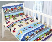 Bellatex Dziecięca pościel bawełniana do łóżeczka Beáta Samolot niebieski, 100 x 135, 45 x 60 cm