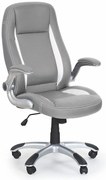 Popielaty skórzany obrotowy fotel gabinetowy N66 E2-L47