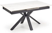 Stół rozkładany PLATAN 140(180)x85 biały marmur/czarny HALMAR