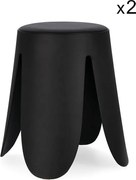 Zestaw 2 czarnych stołków z polipropylenu - IMOGEN