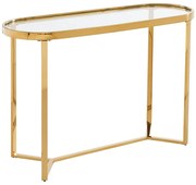 Stolik konsola ze szkła hartowanego i stali nierdzewnej chromowanej – Transparentny i złoty – JOLINY marki Pascal Morabito