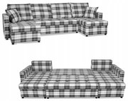 Narożnik Winston BIG U funkcja spania Family Meble krata granatowo - biała
