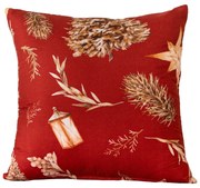 Poszewka na poduszkę z mikrofibry GOLD CHRISTMAS 45x45 cm, czerwona