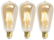 Zestaw 3 ściemnialnych żarówek LED E27 ST64 goldline 5W 380 lm 2200K