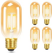 NETTLIFE Zestaw 4 żarówek LED E27 ciepły biały vintage T45 4W 2700K energooszczędne żarówki szklane w stylu Edisona