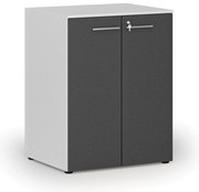 Szafa biurowa z drzwiami PRIMO WHITE, 2 półki, 800 x 640 x 1027 mm, biały/grafit