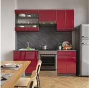 Aneks kuchenny bordowy wysoki połysk/antracyt 200x60x81.6 fame-line