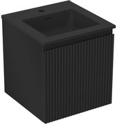 Mexen Rivel szafka łazienkowa 45 cm z umywalką Otis, 1 szuflada, ryflowana , czarna mat - 91A20-04547-1-BF71-W18M71