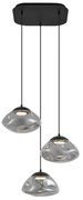 Designerska lampa wisząca czarna z przydymionym szkłem 3-źródła światła - GusDesignerski Oswietlenie wewnetrzne