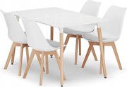 Valora YURO Stół prostokątny 120x80 biały + 4 krzesła RIKX białe