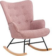 Fotel bujany z różowej tkaniny melanżowej ELMINA