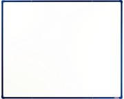 Biała tablica do pisania magnetyczna z powierzchnią ceramiczną boardOK, 1500 x 1200 mm, niebieska ramka