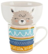 Orion Porcelanowy kubek z miseczką Lama, 0,35 l