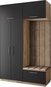 Masseno Garderoba REMA 150/240/60 cm Nowoczesna Szafa do Przedpokoju Dąb wotan, MONOLITH 09 (Beżowy)